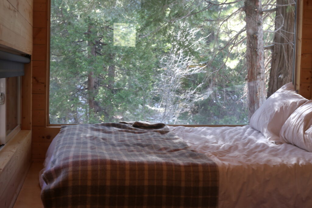 getaway house cabin bed