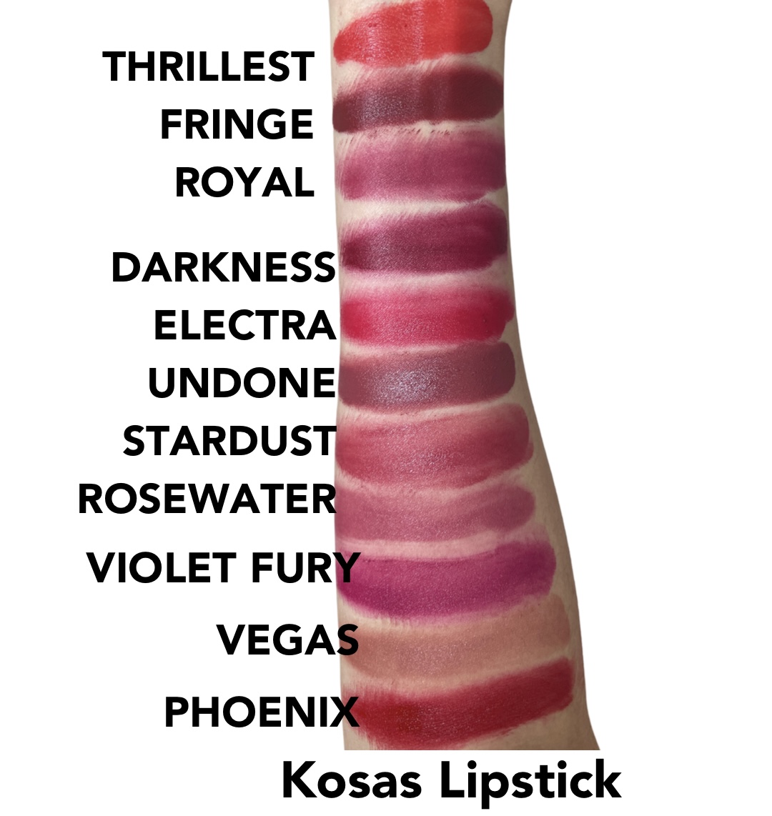 Kosas lipstick swatches