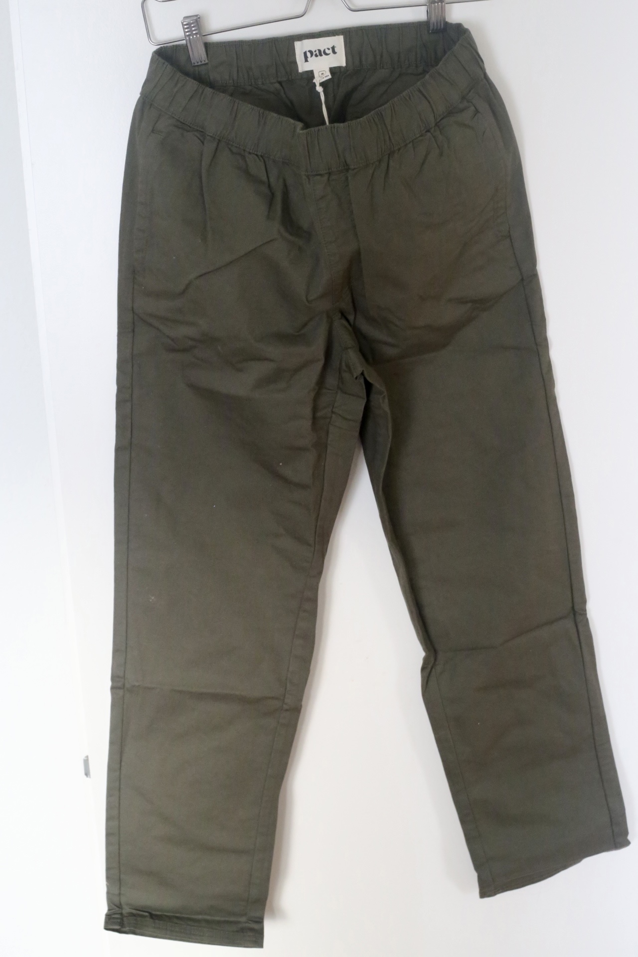 Women's Army Green Woven Twill Roll Up Pant by Pact Apparel