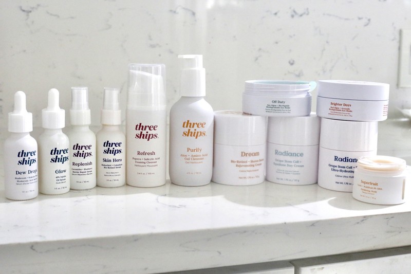 natural skincare brand three ships beauty Dew Drops, Mushroom, Kakadu Plum, Hyaluronic Acid Serum, Glow, Jojoba Oil Serum, Replenish, Ceramides, Blueberry Barrier Repair Serum, Skin Hero, Bakuchiol, Calendula Bio Retinol Serum, Refresh, Papaya, Salicylic Acid Foaming Cleanser, Purify, Aloe, Amino Acid Gel Cleanser, Dream, Bio Retinol, Shorea Butter Rejuvenating Cream, Off Duty, Sea Algae, Bio Peptide Biodegradable Eye Masks, Radiance, Grape Stem Cell, Squalane Day Cream, Brighter Days, Red Algae, Avocado Biodegradable Eye Masks, Radiance, Grape Stem Cell, Squalane Ultra Hydrating Cream, Superfruit, Lactic, Multifruit AHA Exfoliating Mask