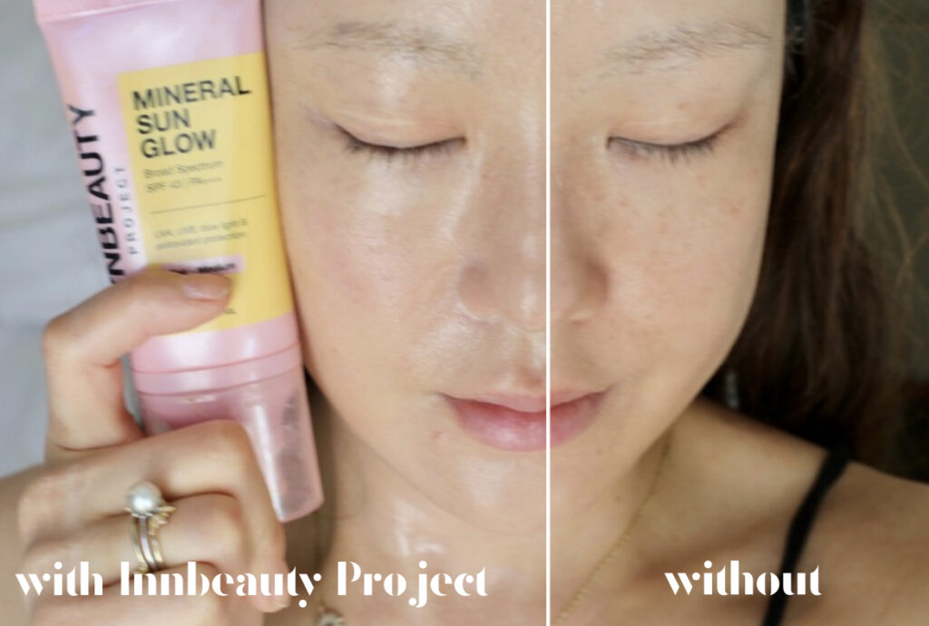 Innbeauty Project mineral sunscreen before and after