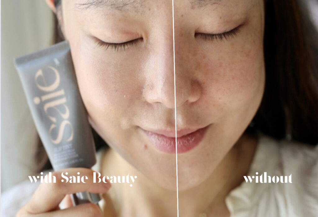 saie beauty spf tinted moisturizer before and after
