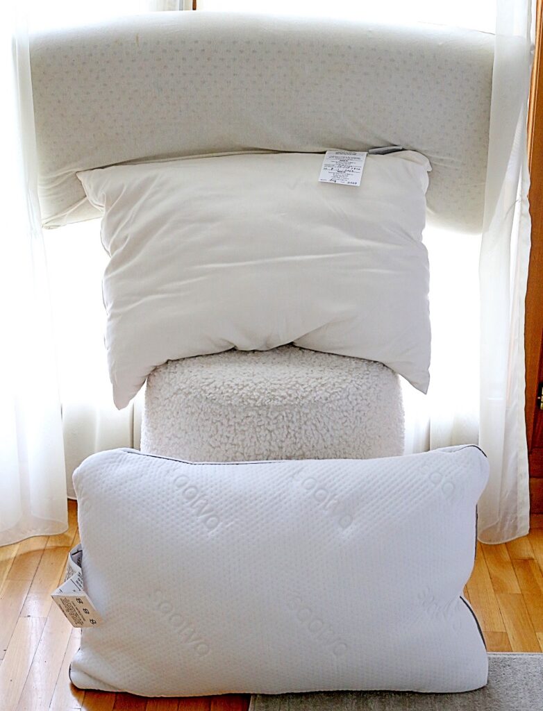 non toxic pillows organic my green mattress Solid latex pillow, soaring heart shredded latex pillow, Saatva non-toxic memory foam pillow