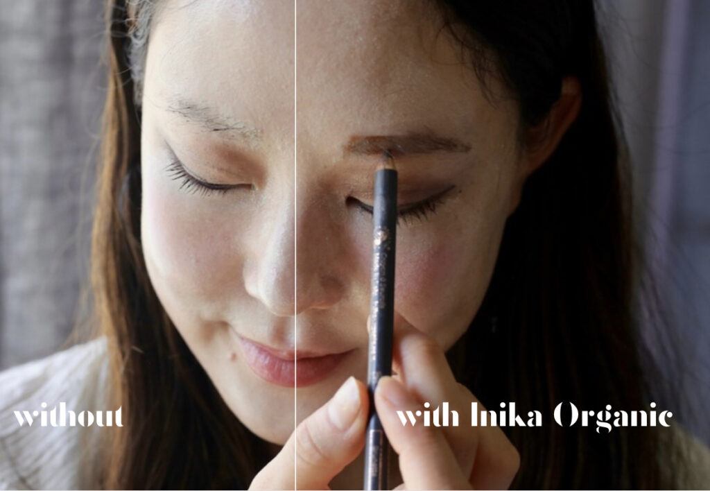 inika organic brow pencil before after