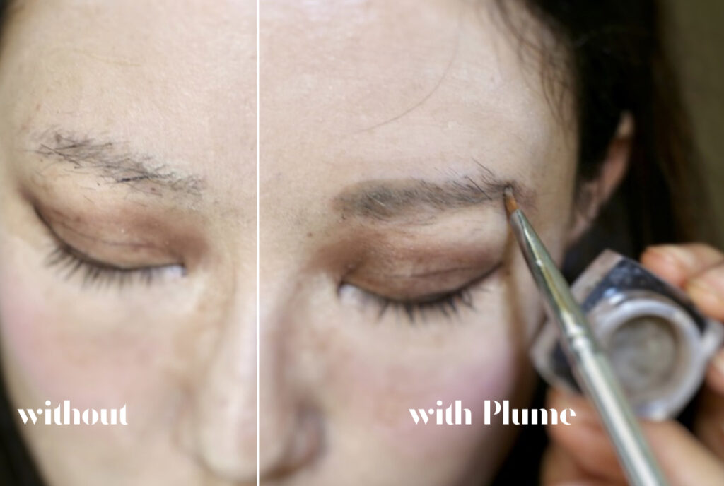 plume natural brow pomade before and after