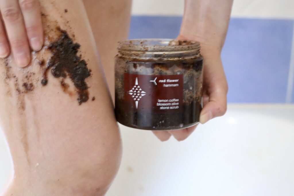 red flower body scrub natural organic