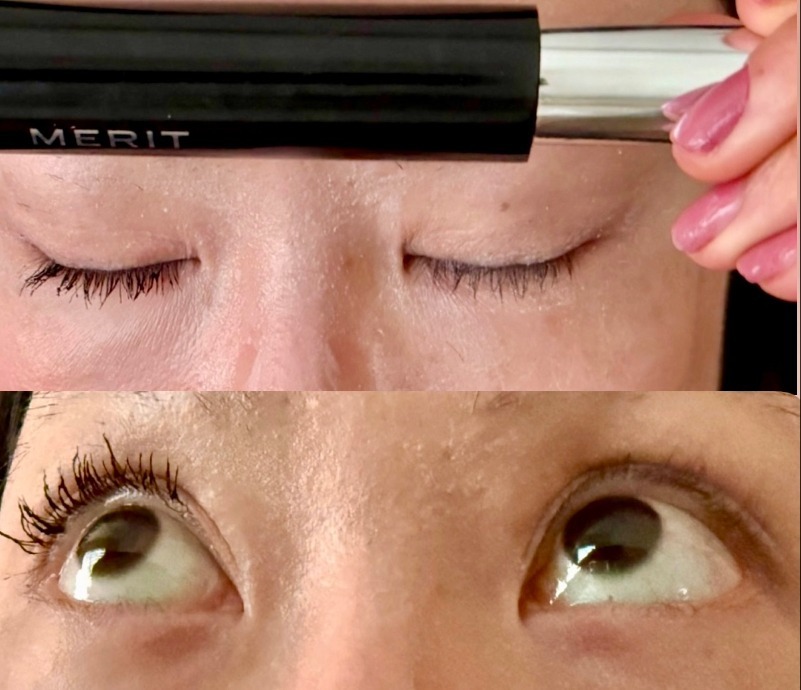 merit beauty clean volume mascara wear application before and after