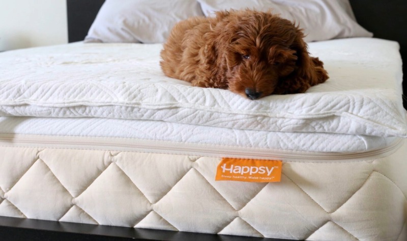 Happsy Organic Mattress with their mattress topper GOTS certified queen size