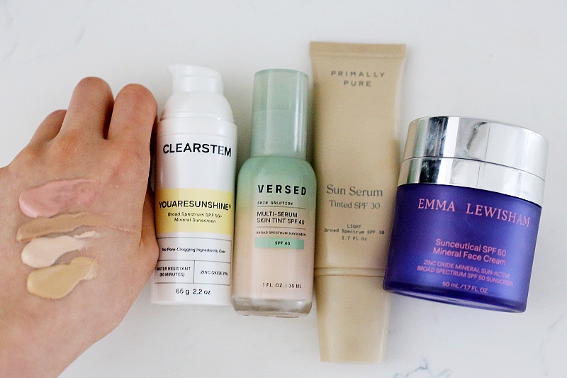 tinted sunscreen swatches clearstem versed primally pure emma lewisham