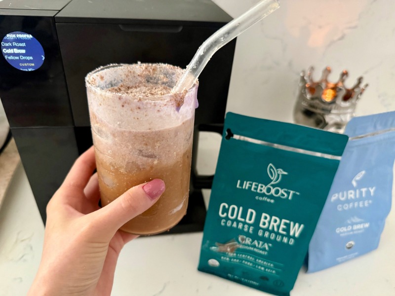 cold brew coffee latte at home with flavor infusion lavender ube
