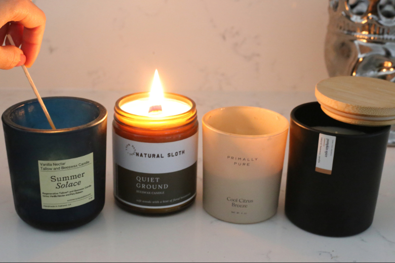 air freshener beeswax candles Primally Pure, Natural Sloth, Summer Solace Tallow and Rowe Casa Organics