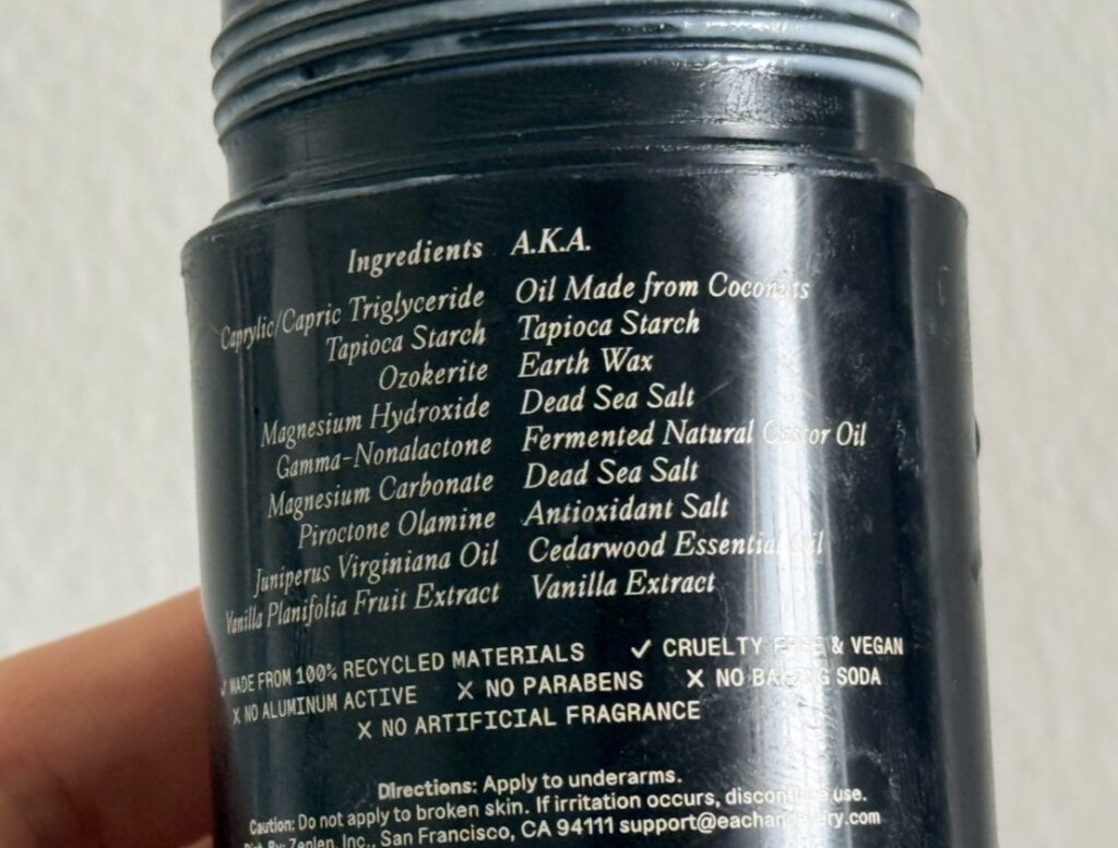 non toxic deodorant ingredients natural sensitive skin clean