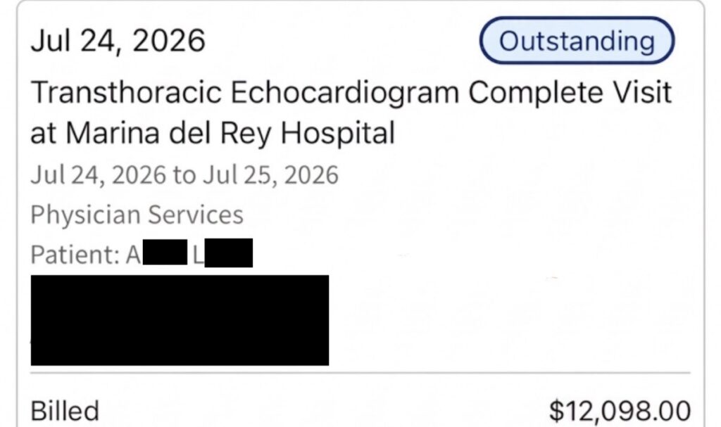 echocardiogram cost cedars sinai hospital california 2026