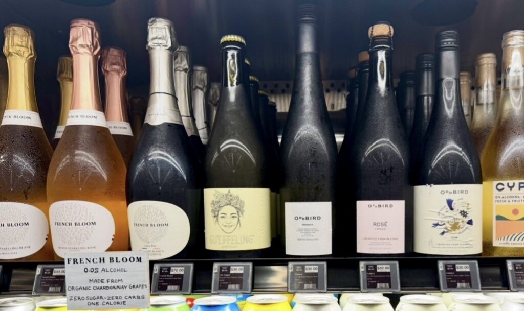 Non alcoholic wine in stores Erewhon Los Angeles French bloom oddbird cypher gut feeling
