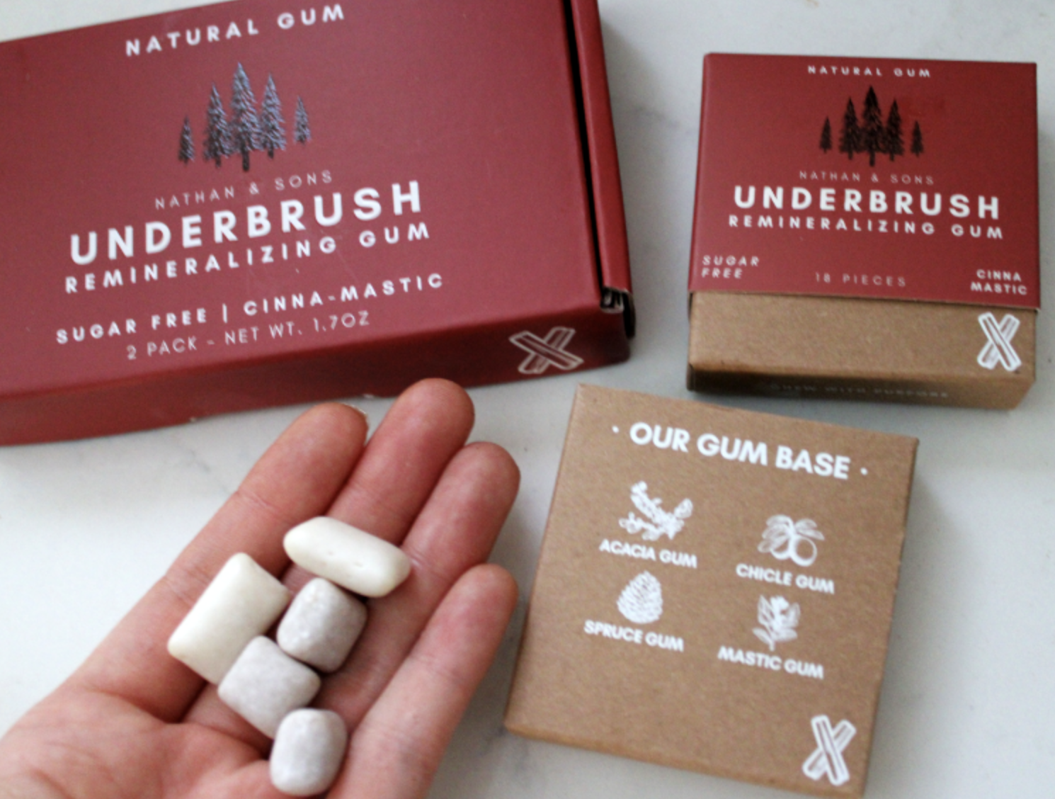 Underbrush natural chicle non-toxic remineralizing gum
