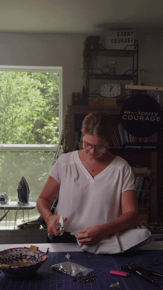 cork leather handbag brand women owned Portland oregon carry courage founder Marisa hilarides