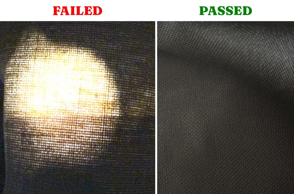 blackout curtain test light