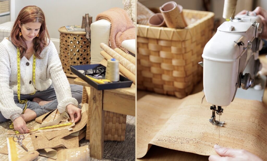 making plastic free bags for womencork leather handbag brand women owned Portland oregon carry courage founder Marisa hilarides