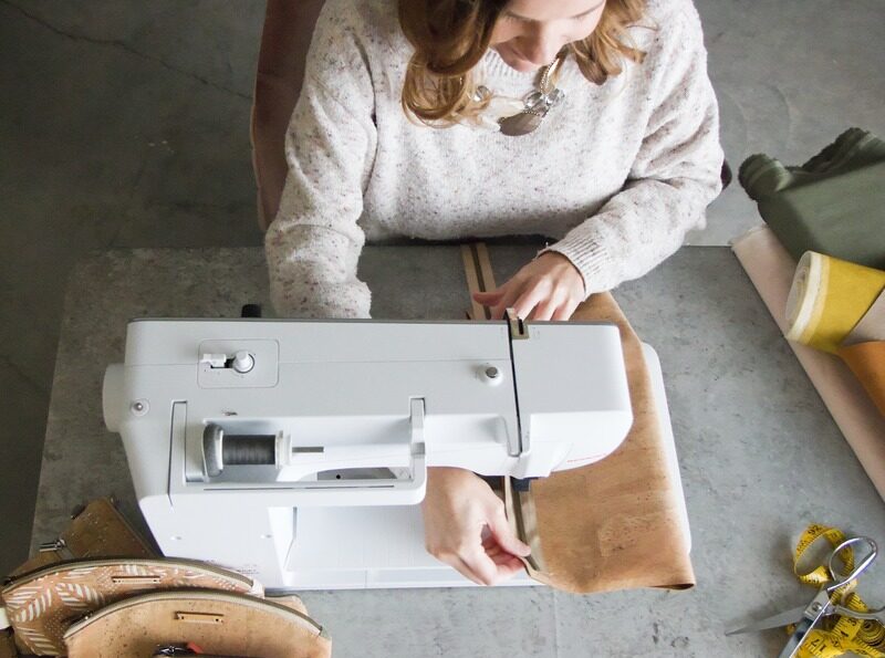 sustainable accessory bags plastic free vegan cork leather bag carry courage founder Marisa hilarides