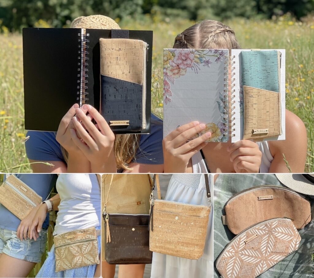 non toxic bag for teenagers sustainable plastic free cork leather bag carry courage