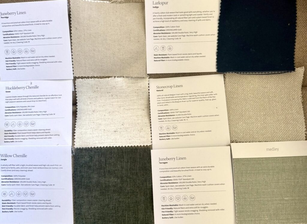 organic sofa swatches medley