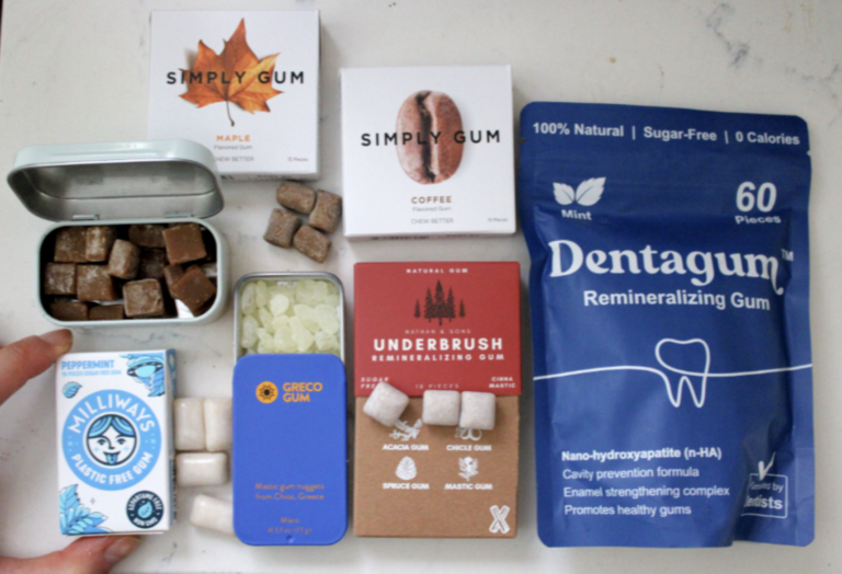 plastic free gum non toxic natural underbrush remineralizing chicle simply gum van mans greco