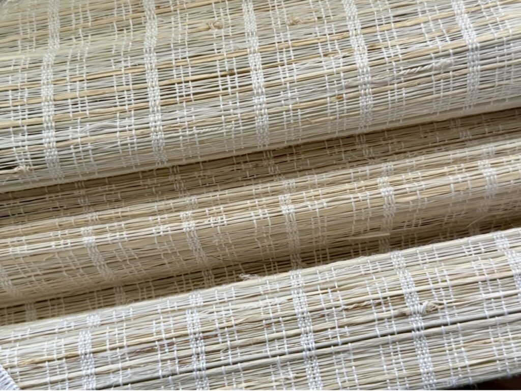 TwoPages Rae Natural Ramie Flax Woven Wood Shades in Milk Tea