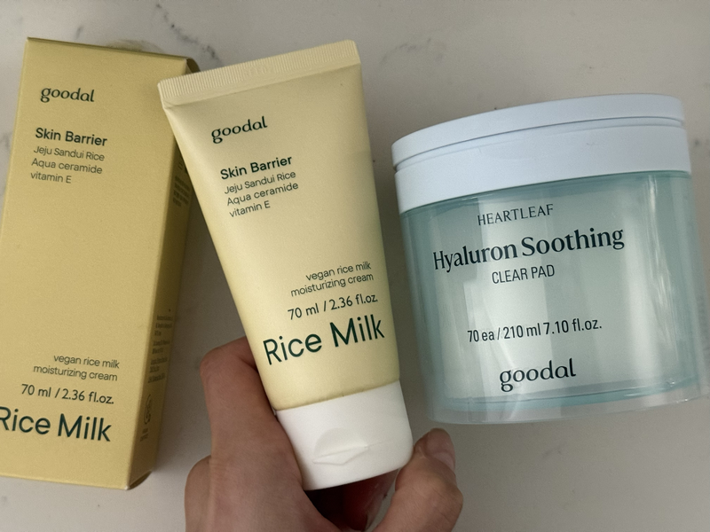 Goodal Rice Milk Cream and Heartleaf Clear Pad korean skincare olive young