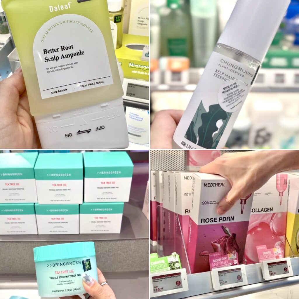 korean skincare olive young Los Angeles USA california clean natural daleaf scalp ampoule mediheal sheet mask bringgreen toner padschungmijung