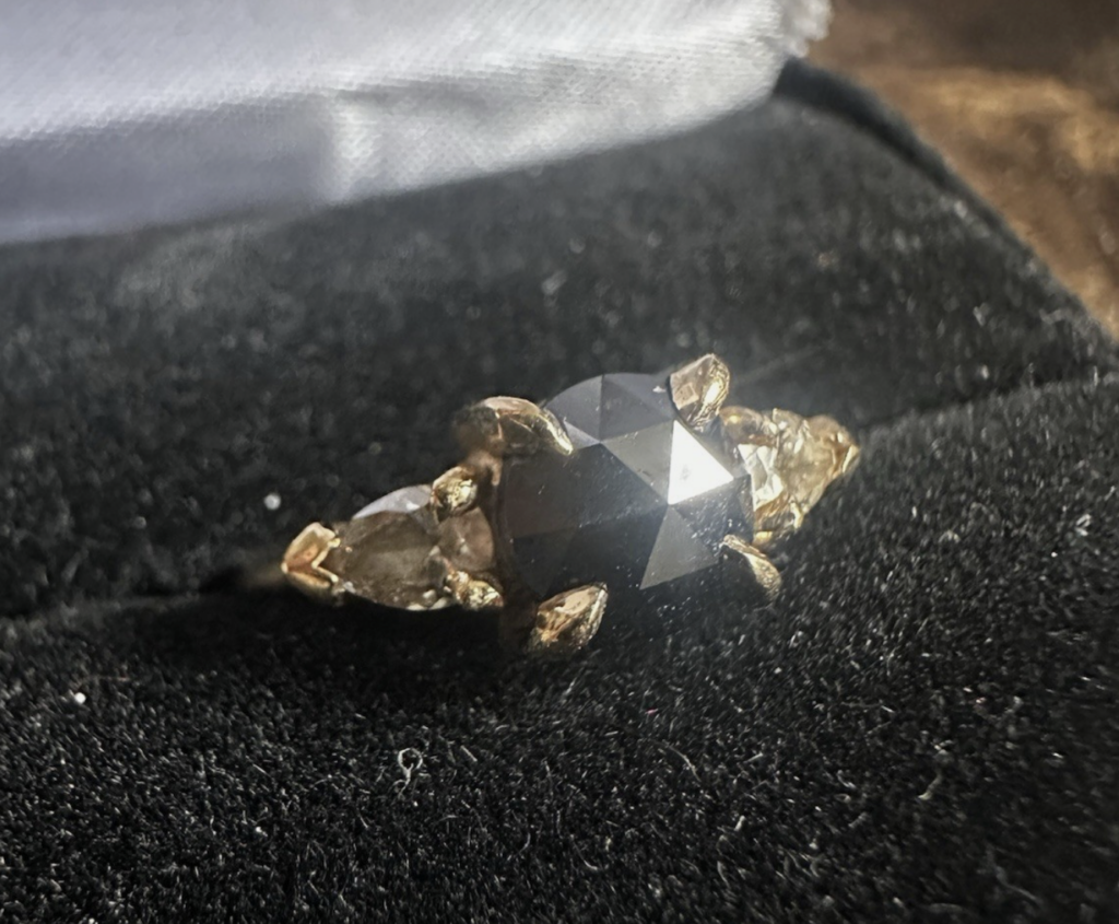 Catbird Mathilde Black Diamond Ring ethical recycled gold diamond engagement ring ethical sustainable