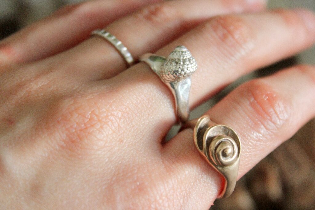 Catori Mare Ring and Neptune Shell Ring ethical jewelry